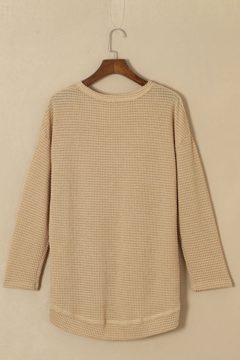 Gray Waffle Knit High Slits Oversized Top