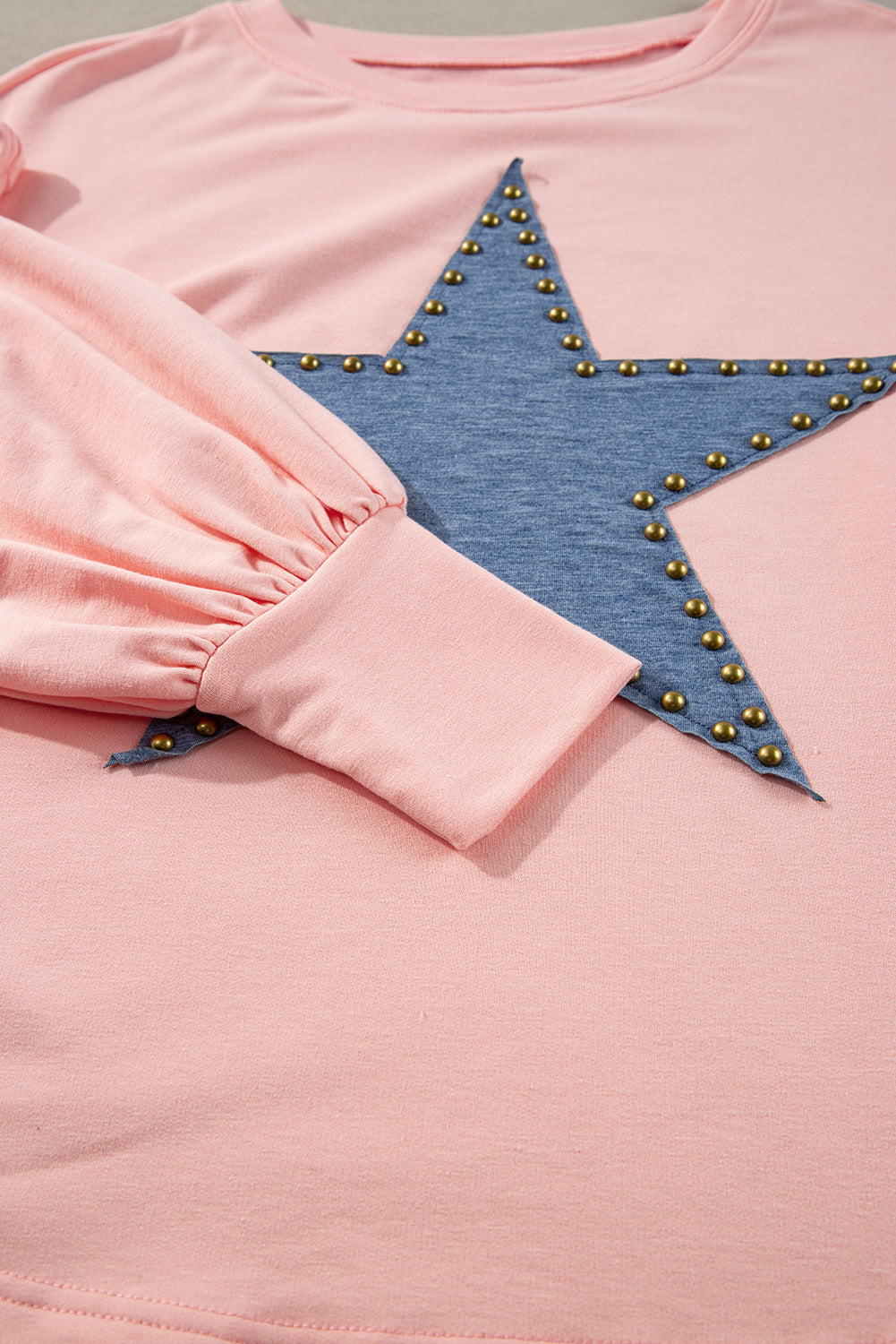 Apricot Studded Star Graphic Oversized Long Sleeve Top