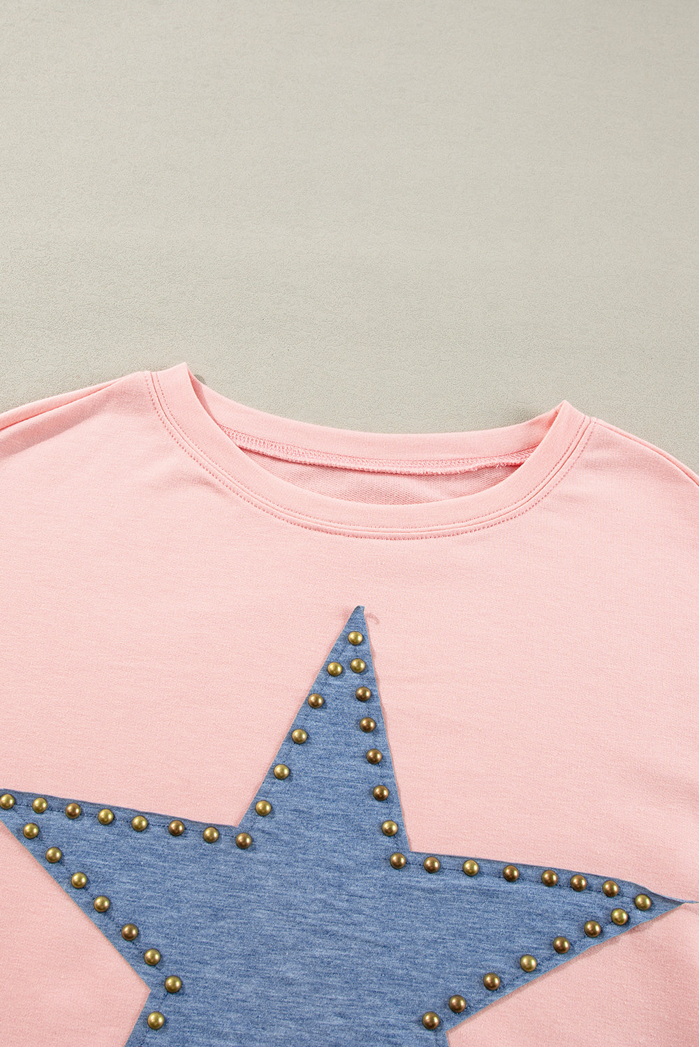 Apricot Studded Star Graphic Oversized Long Sleeve Top