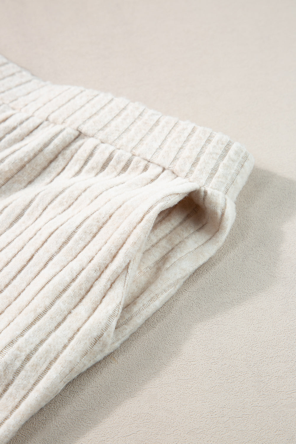 Light Grey Ribbed Knit V Neck Slouchy Two-piece Outfit