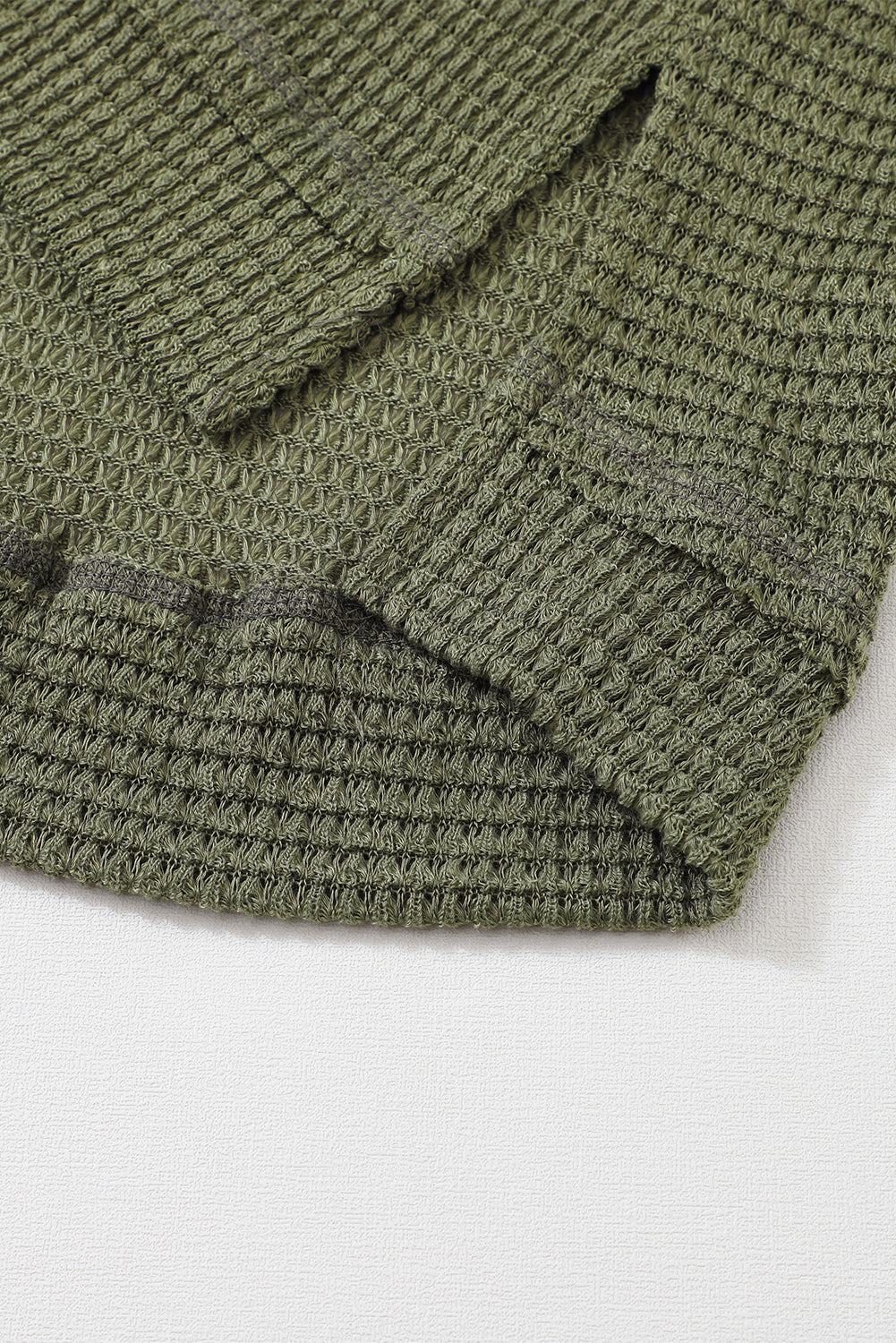 Gray Waffle Knit High Slits Oversized Top