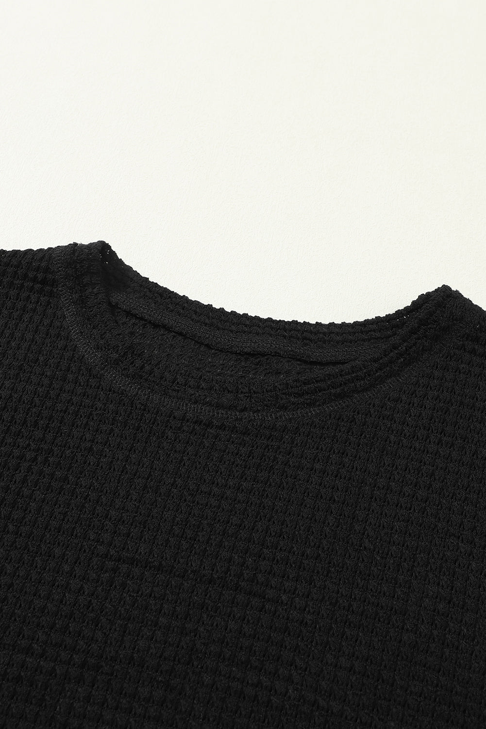 Gray Waffle Knit High Slits Oversized Top