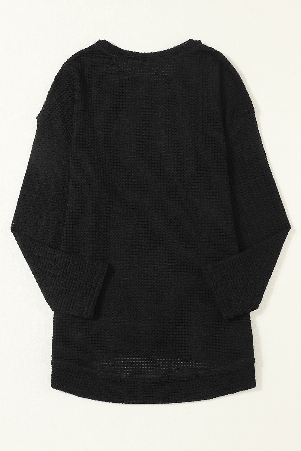 Gray Waffle Knit High Slits Oversized Top