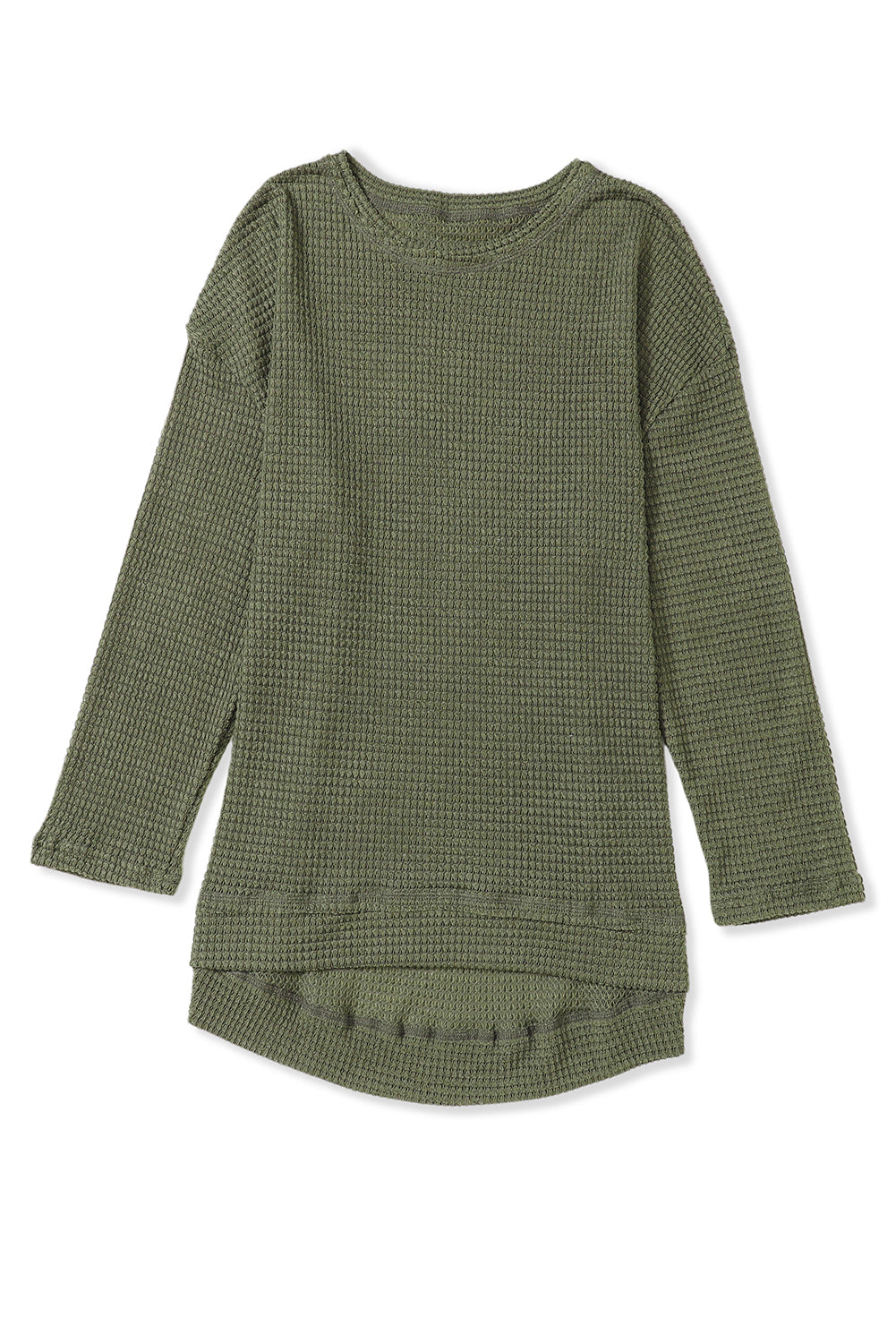Gray Waffle Knit High Slits Oversized Top