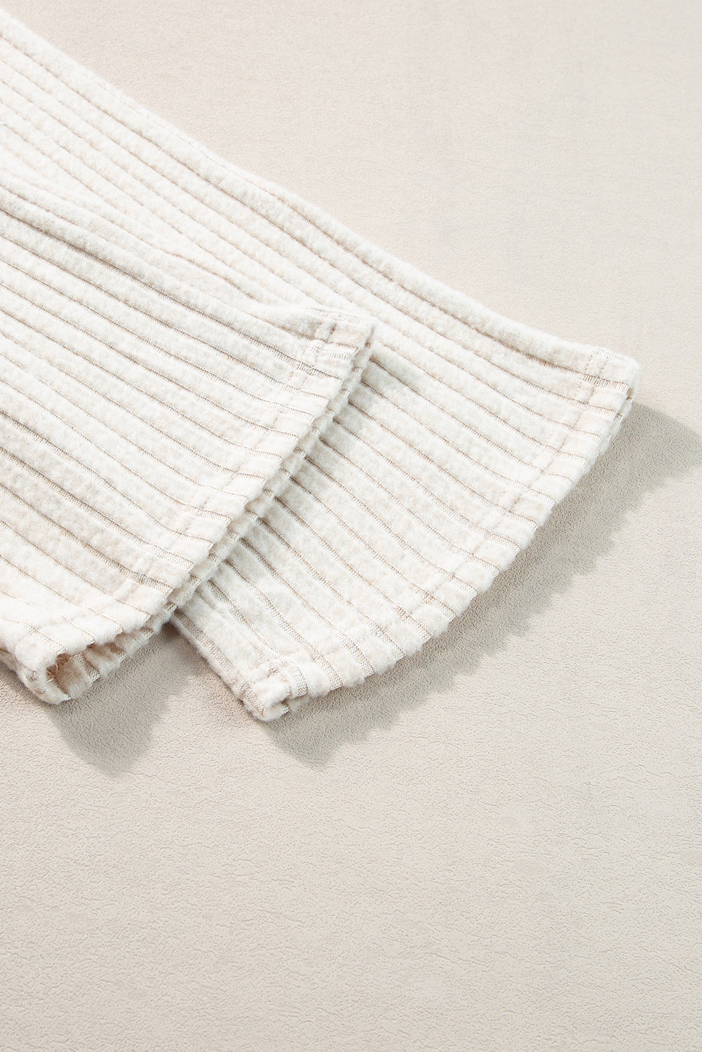 Light Grey Ribbed Knit V Neck Slouchy Two-piece Outfit