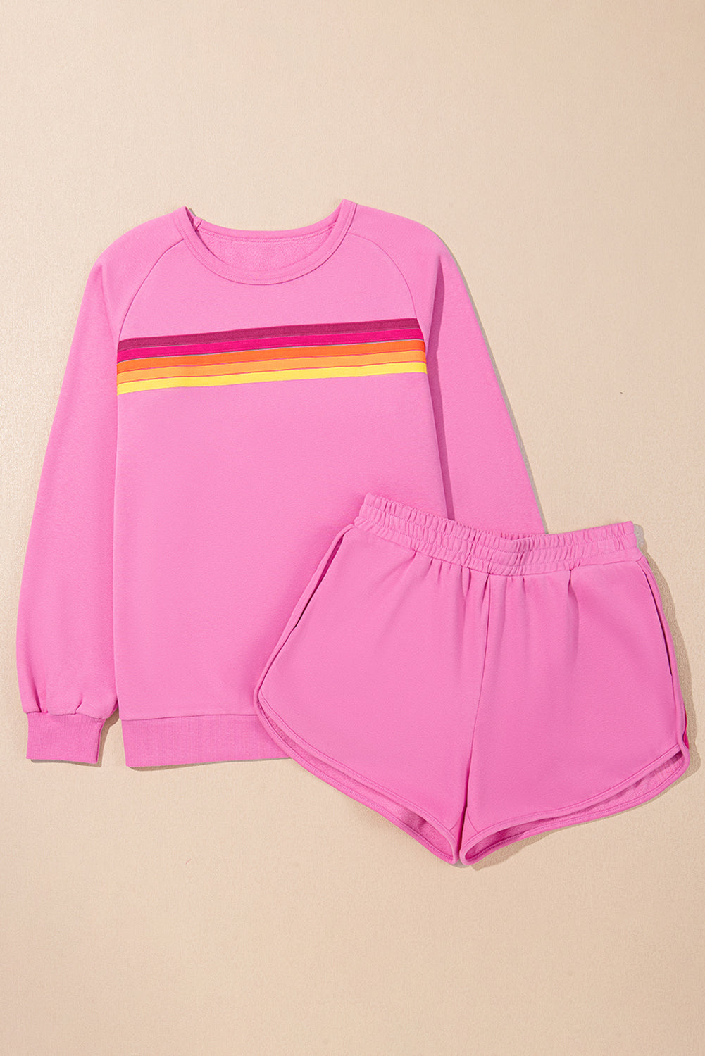 Beau Blue Striped Accent Pullover and Shorts Two Piece Casual Set
