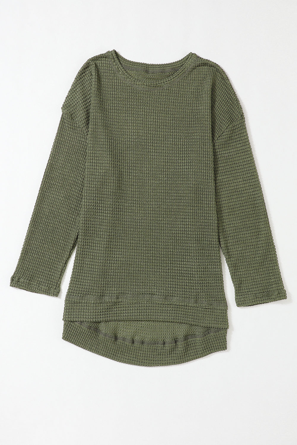 Gray Waffle Knit High Slits Oversized Top