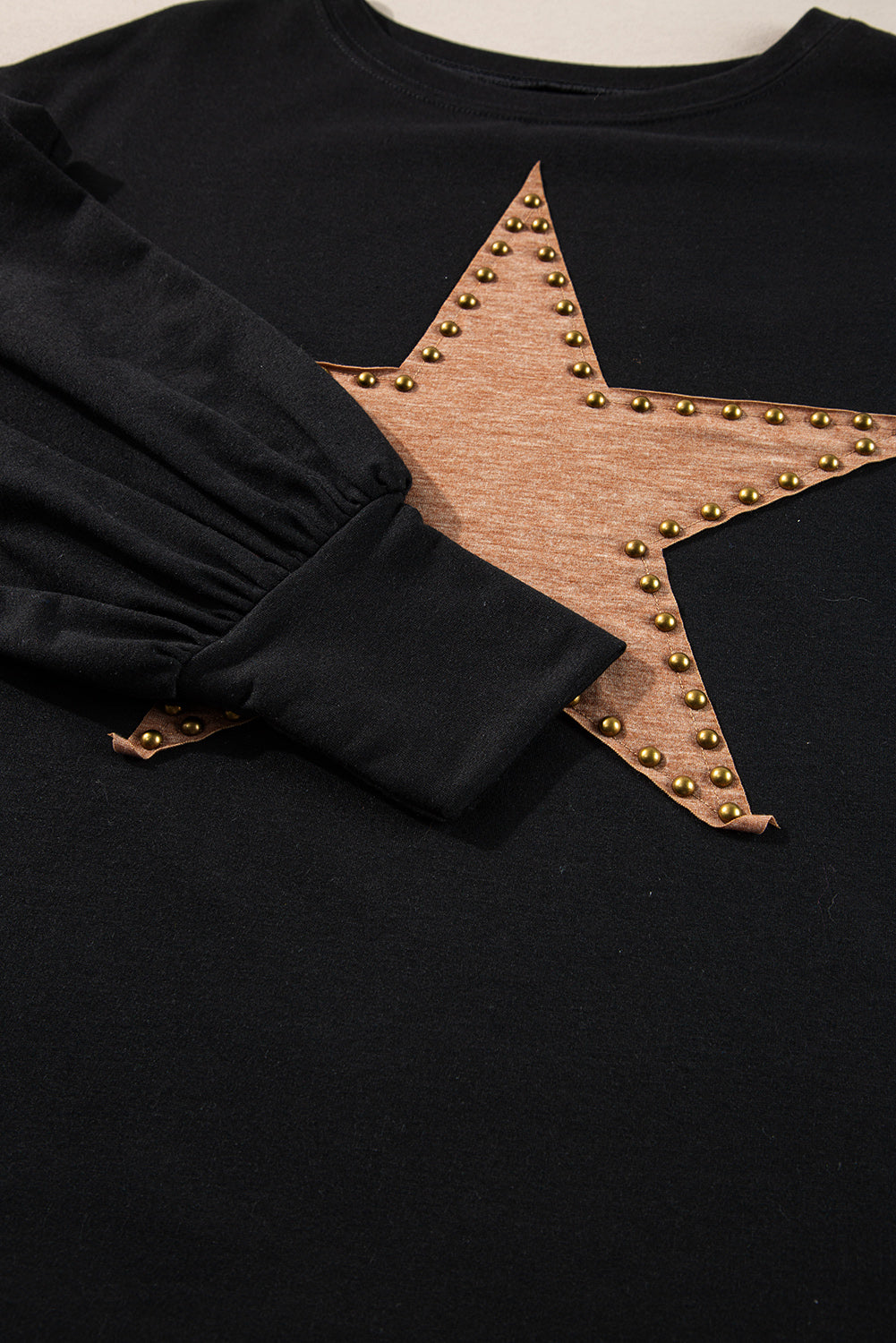 Apricot Studded Star Graphic Oversized Long Sleeve Top