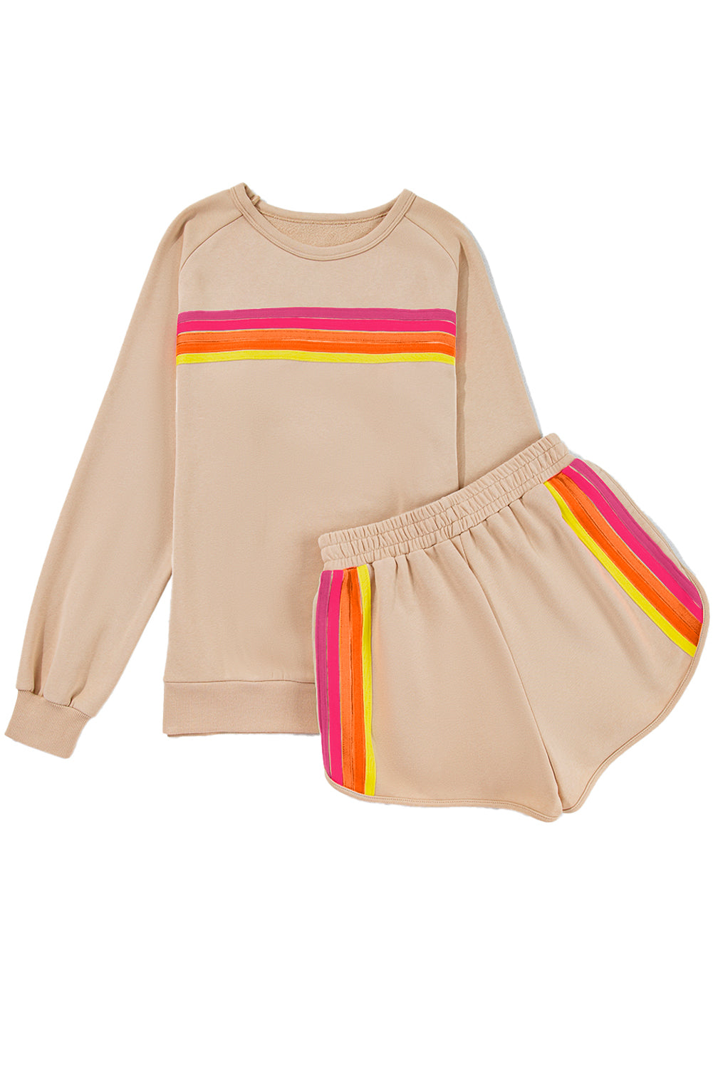 Beau Blue Striped Accent Pullover and Shorts Two Piece Casual Set