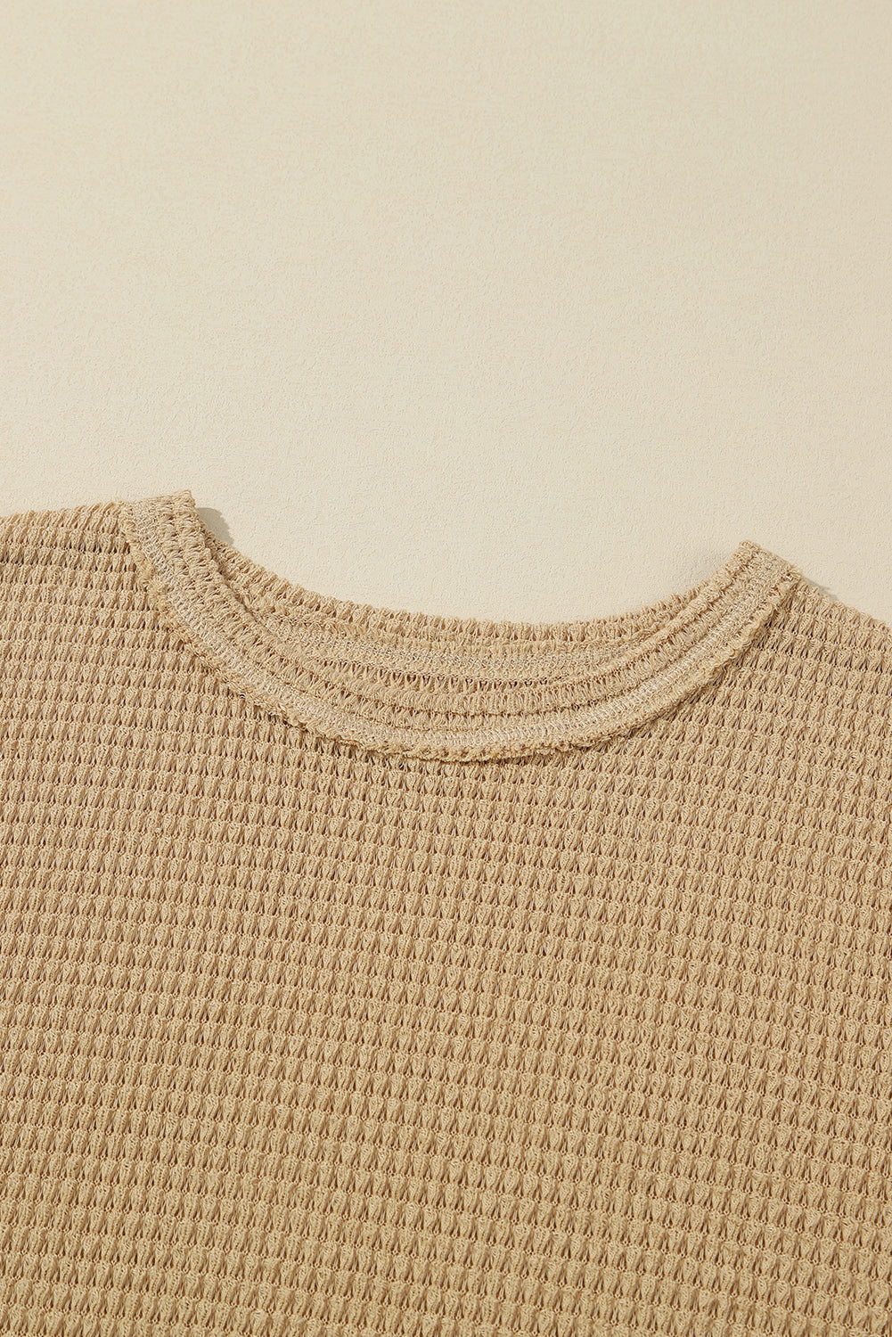 Gray Waffle Knit High Slits Oversized Top
