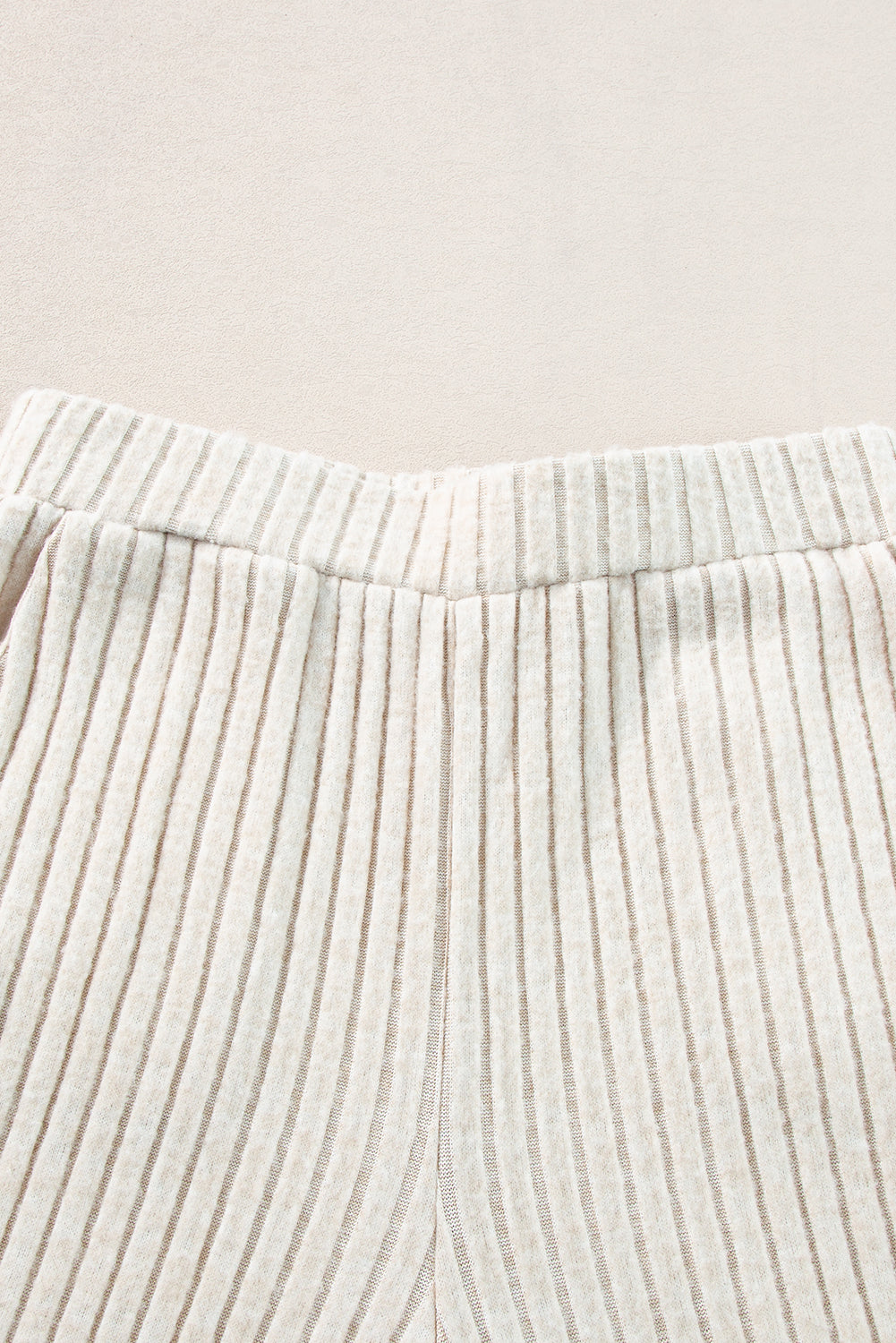 Light Grey Ribbed Knit V Neck Slouchy Two-piece Outfit