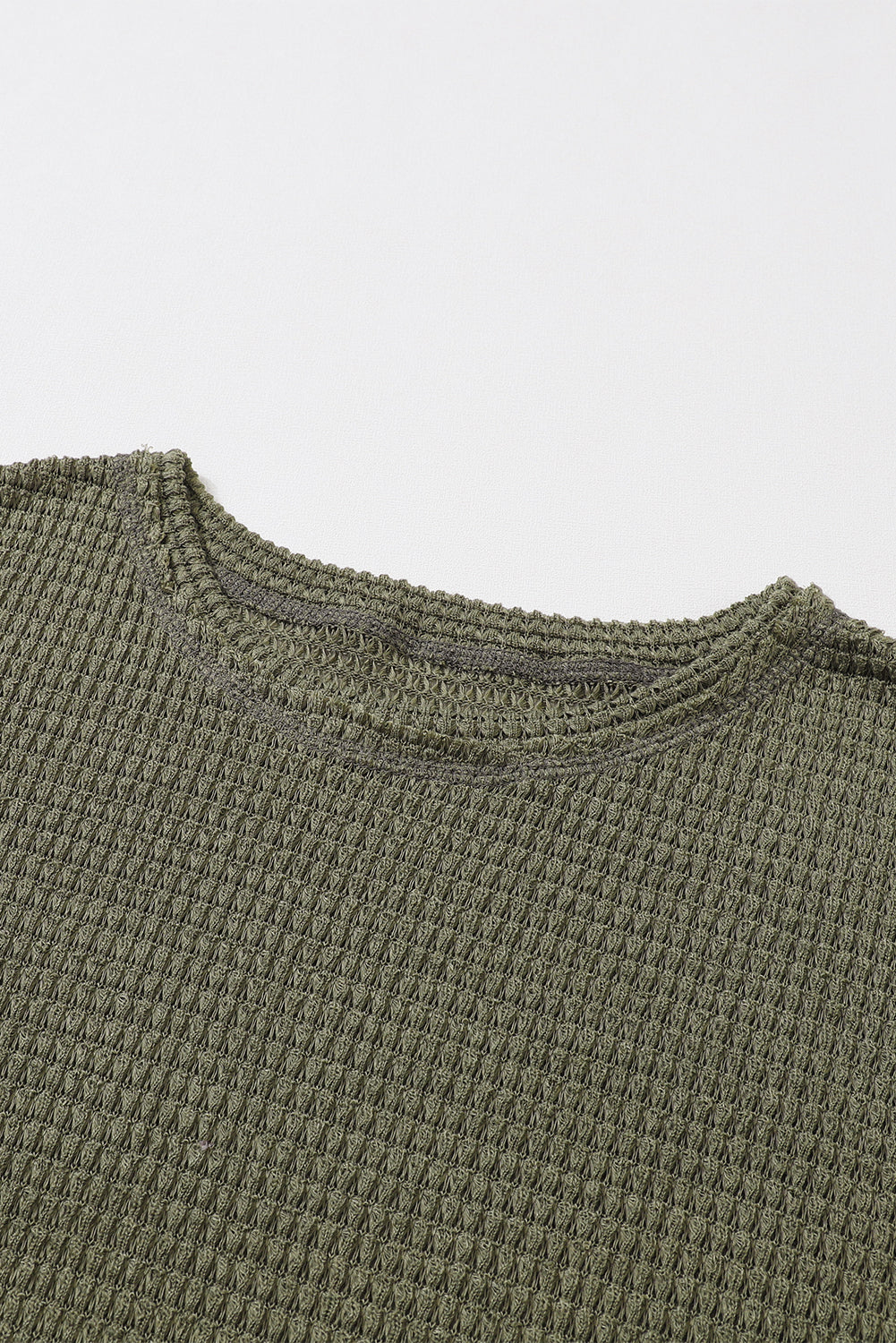 Gray Waffle Knit High Slits Oversized Top