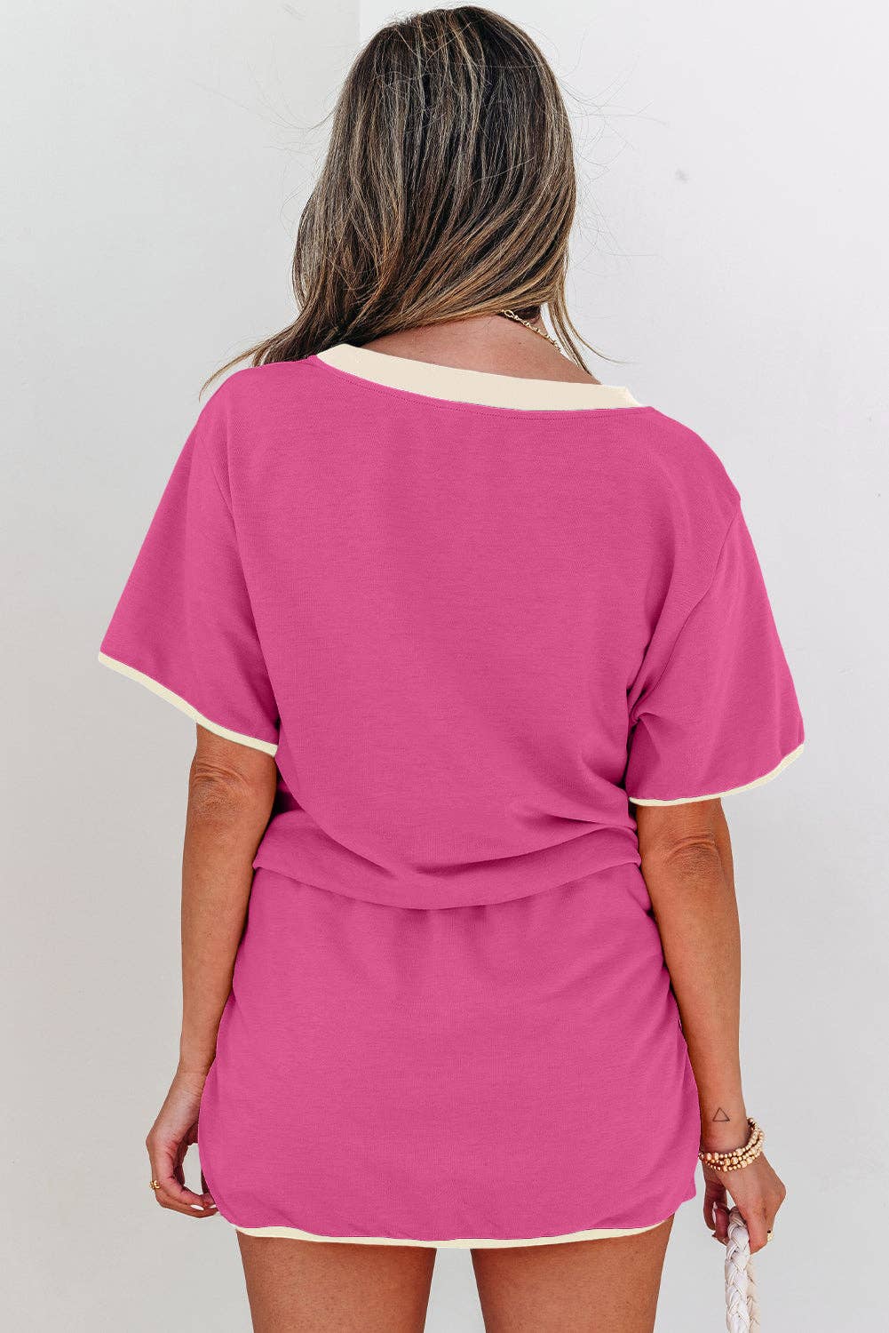 Colorblock Short Sleeve T-Shirt and Skort Set: Turquoise / M