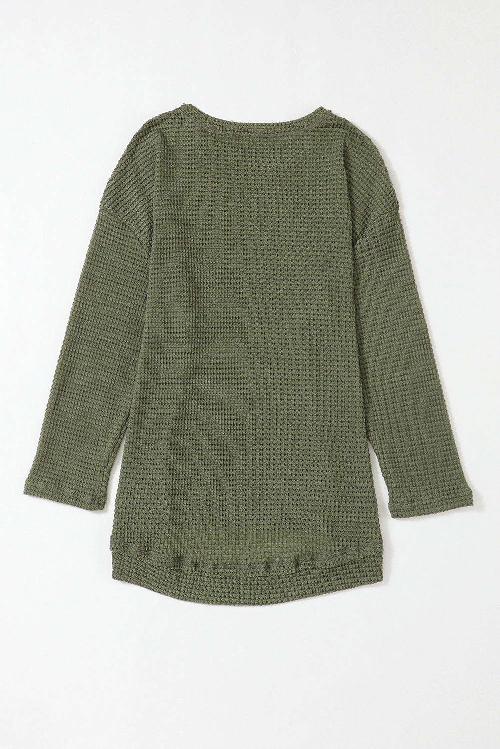 Gray Waffle Knit High Slits Oversized Top
