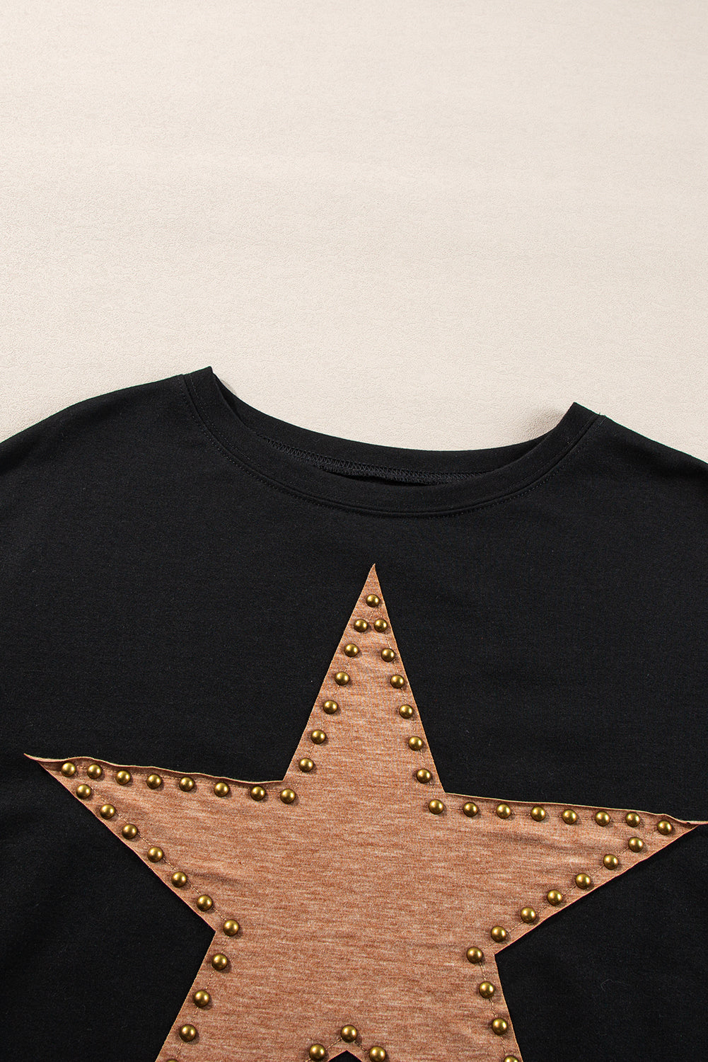 Apricot Studded Star Graphic Oversized Long Sleeve Top
