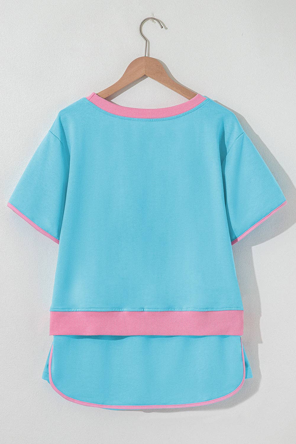 Colorblock Short Sleeve T-Shirt and Skort Set: Turquoise / M