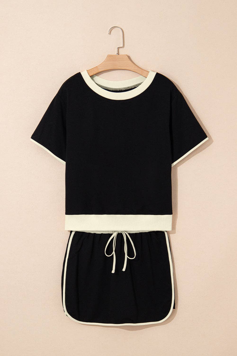 Colorblock Short Sleeve T-Shirt and Skort Set: Turquoise / M
