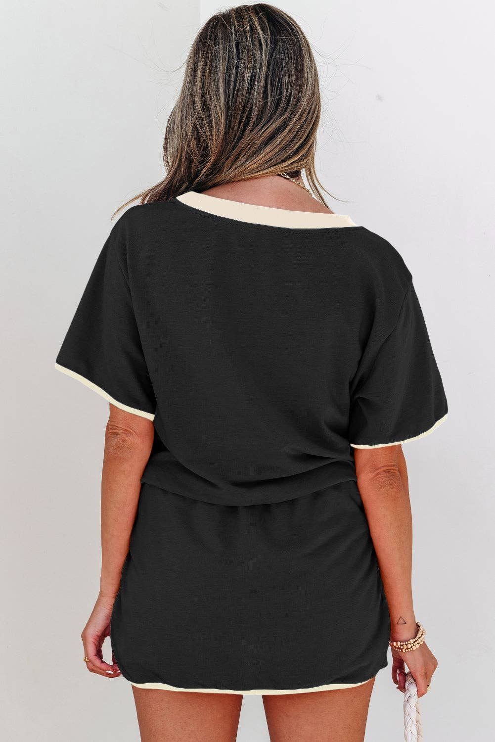 Colorblock Short Sleeve T-Shirt and Skort Set: Turquoise / M