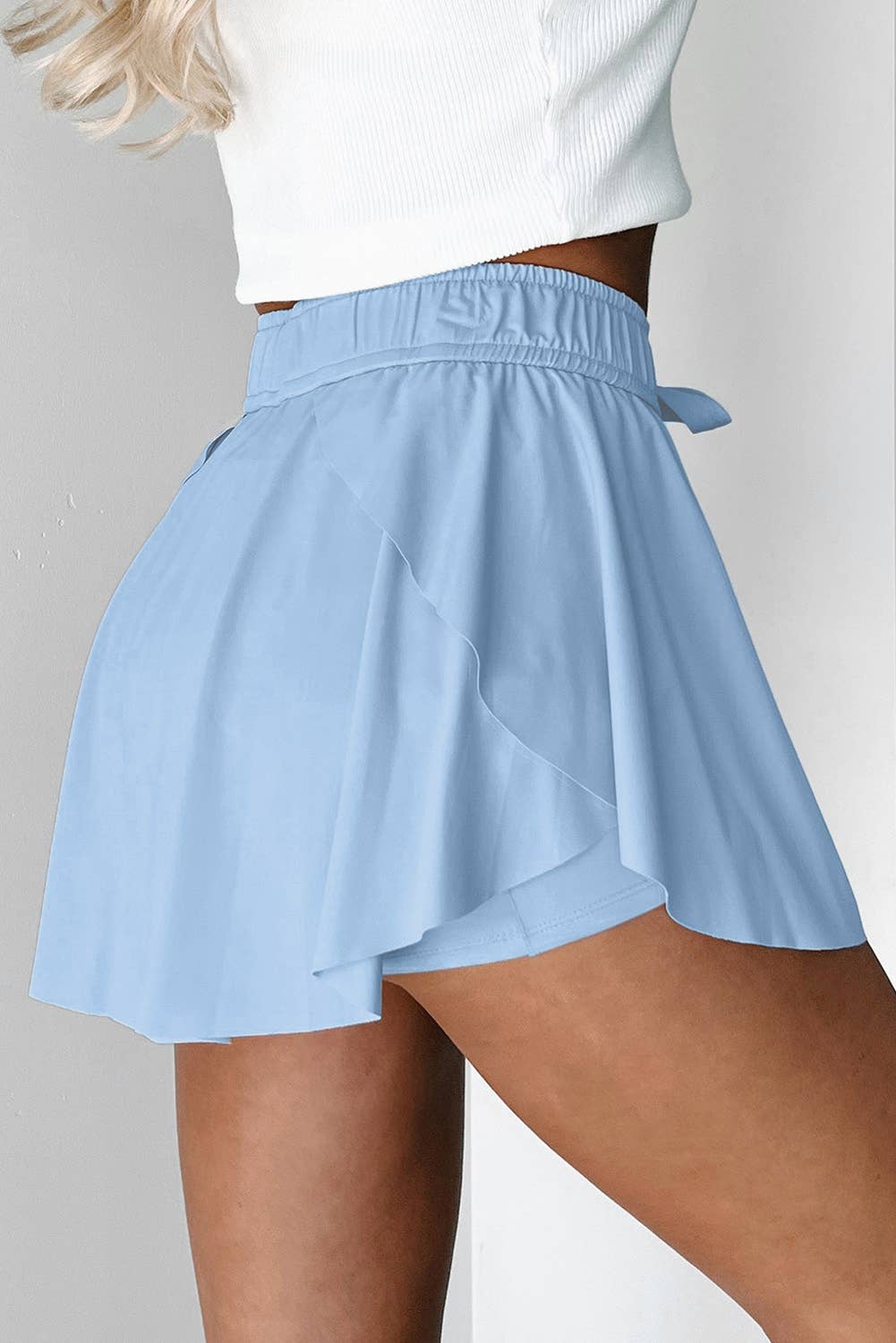 66 Drawstring Elastic Waistband Lined Tennis Skorts (S-XL): Bonbon / L