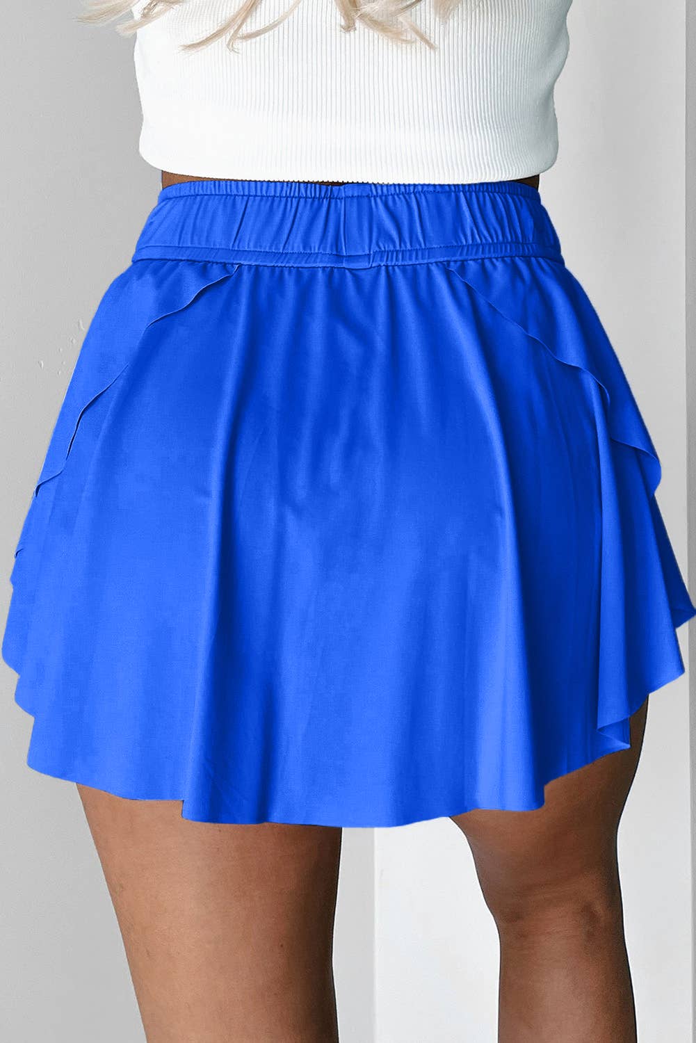 66 Drawstring Elastic Waistband Lined Tennis Skorts (S-XL): Black / S