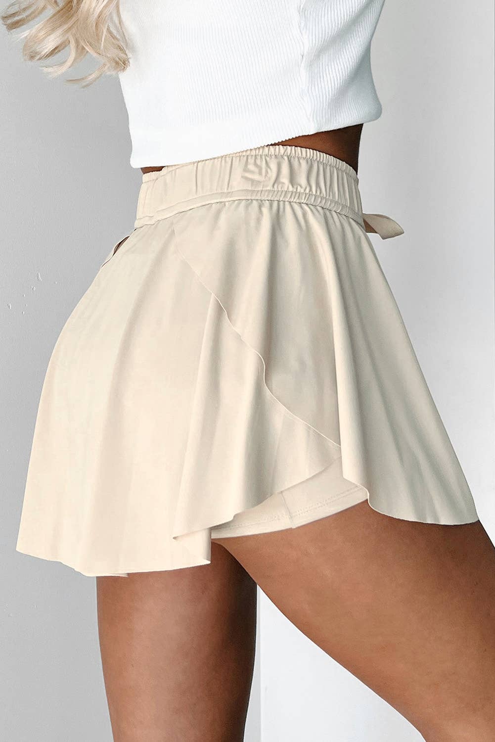 66 Drawstring Elastic Waistband Lined Tennis Skorts (S-XL): Black / S