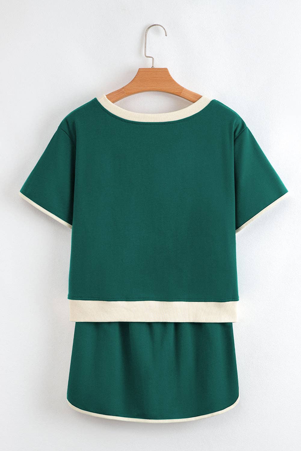 Colorblock Short Sleeve T-Shirt and Skort Set: Turquoise / M