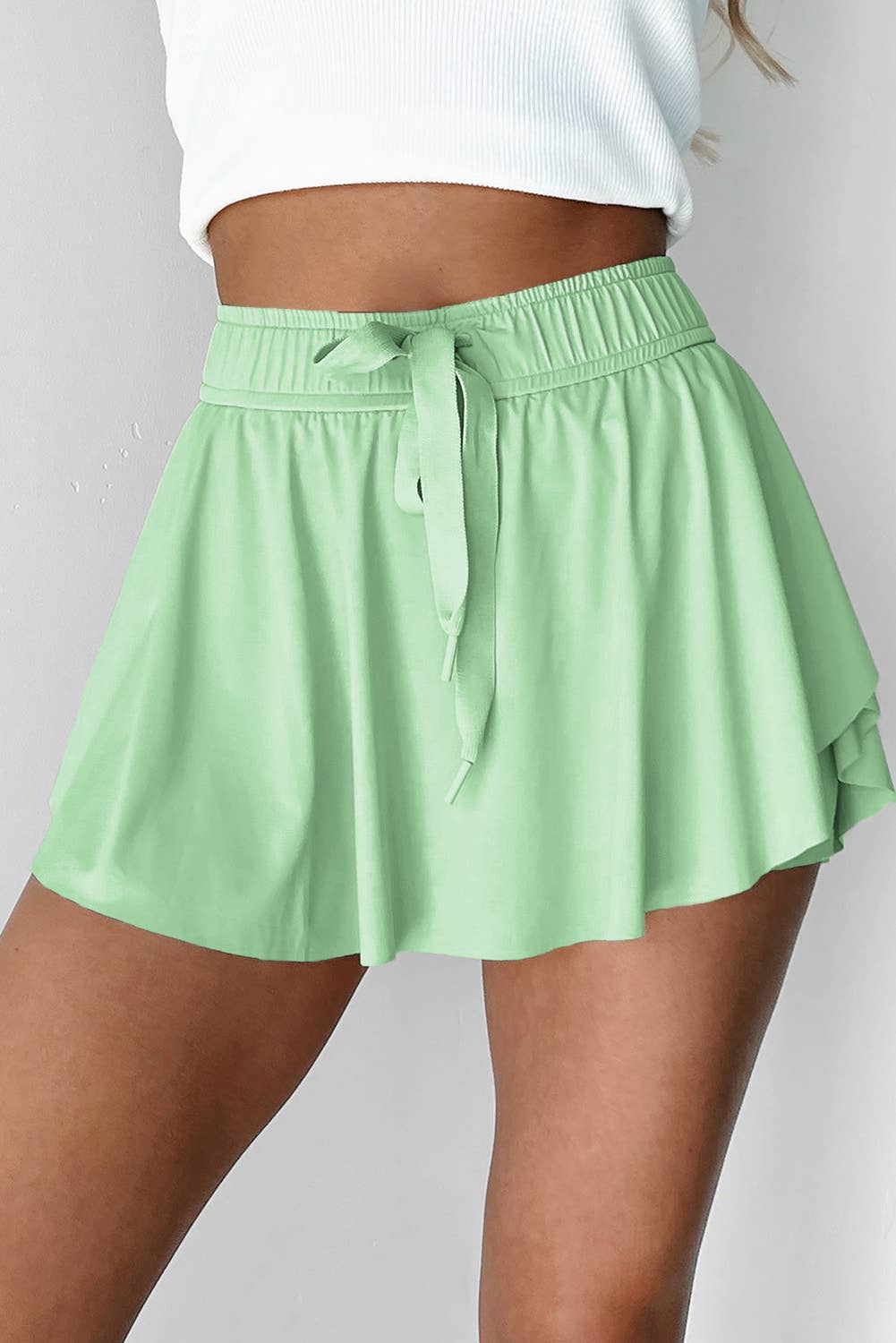 66 Drawstring Elastic Waistband Lined Tennis Skorts (S-XL): Black / XL