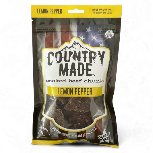Country Made Smoked beef chunks Lemon pepper flavor 3oz.