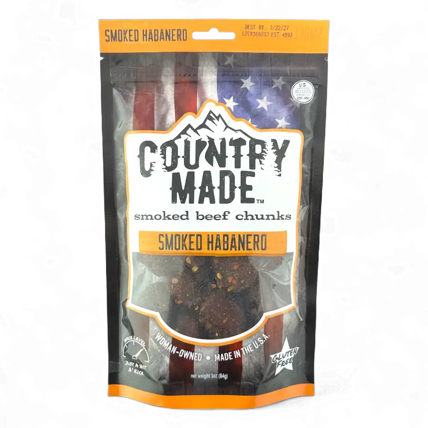 Country made Smoked beef chunks Smoked Habanaro flavor 3 OZ