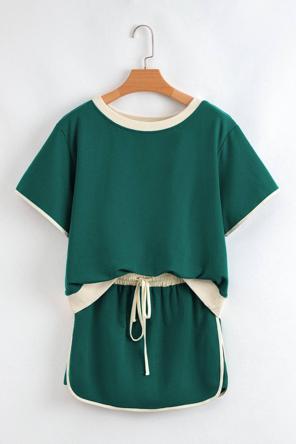 Colorblock Short Sleeve T-Shirt and Skort Set: Turquoise / M